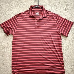 Under Armour Men's Red Striped Polo Shirt